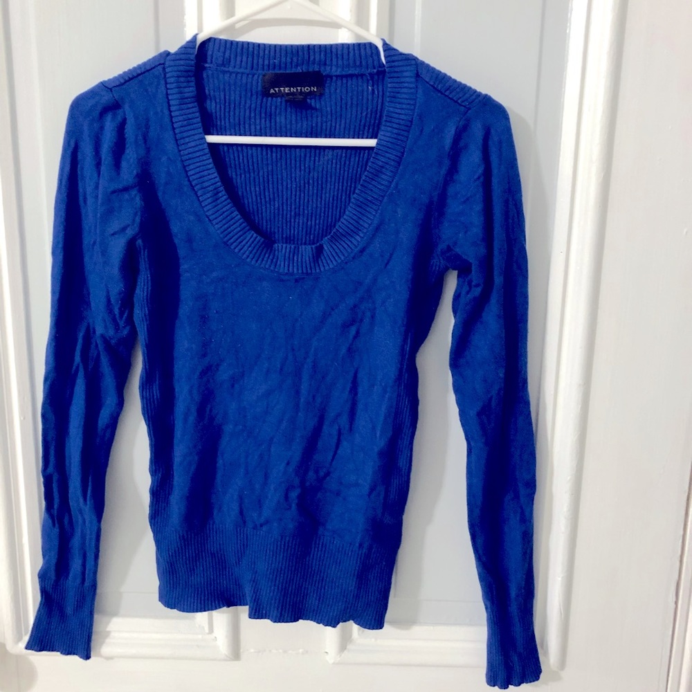 Pretty cobalt blue scoop neck sweater size extra small by Attention